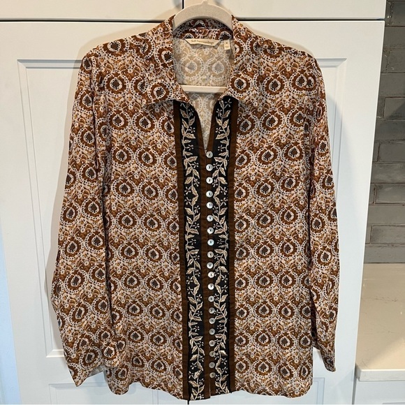 Soft Surroundings Boho Style Cortesia Long Sleeve Top Medium - Picture 1 of 9